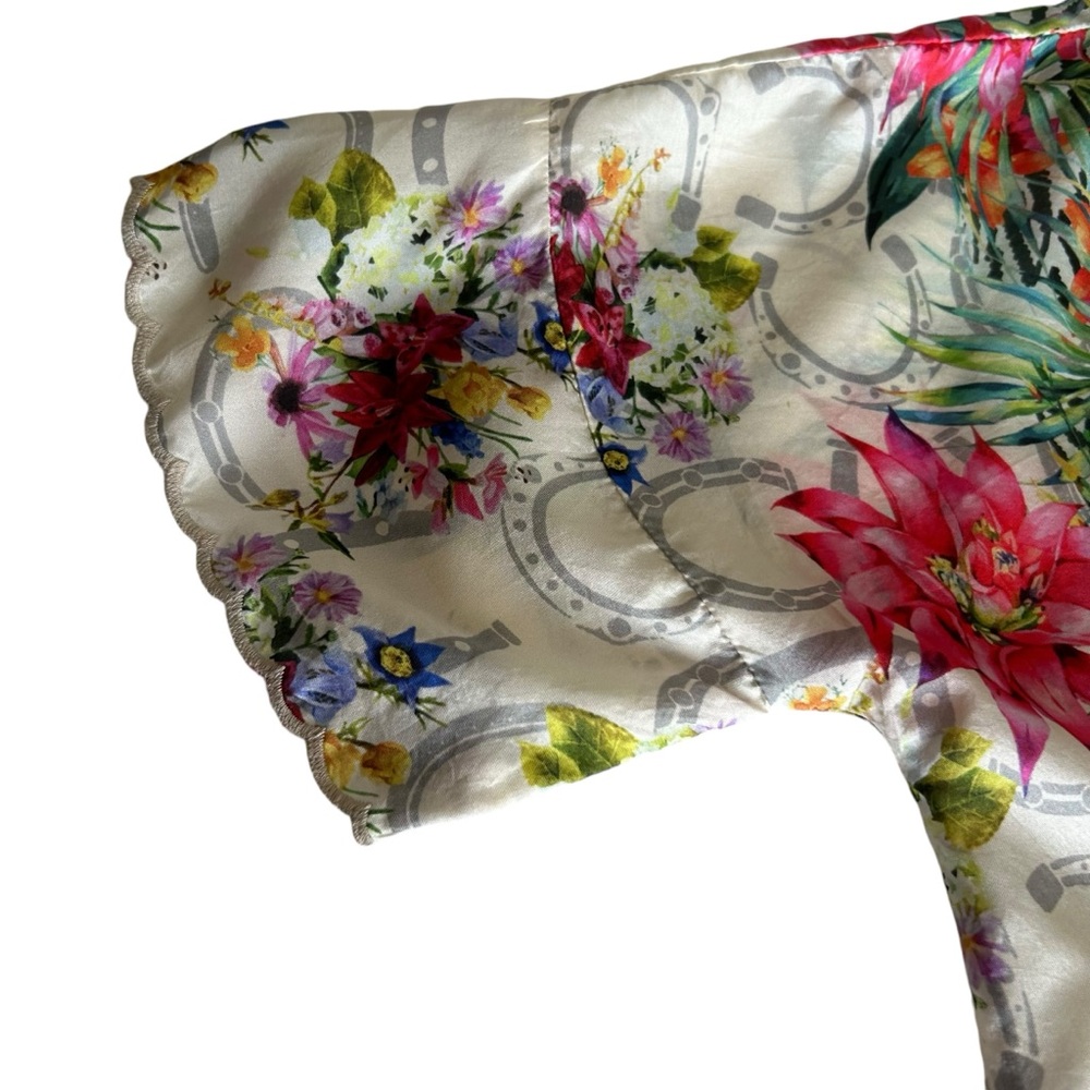 •Johnny Was Silk floral blouse Sz S Like New - Picture 8 of 12